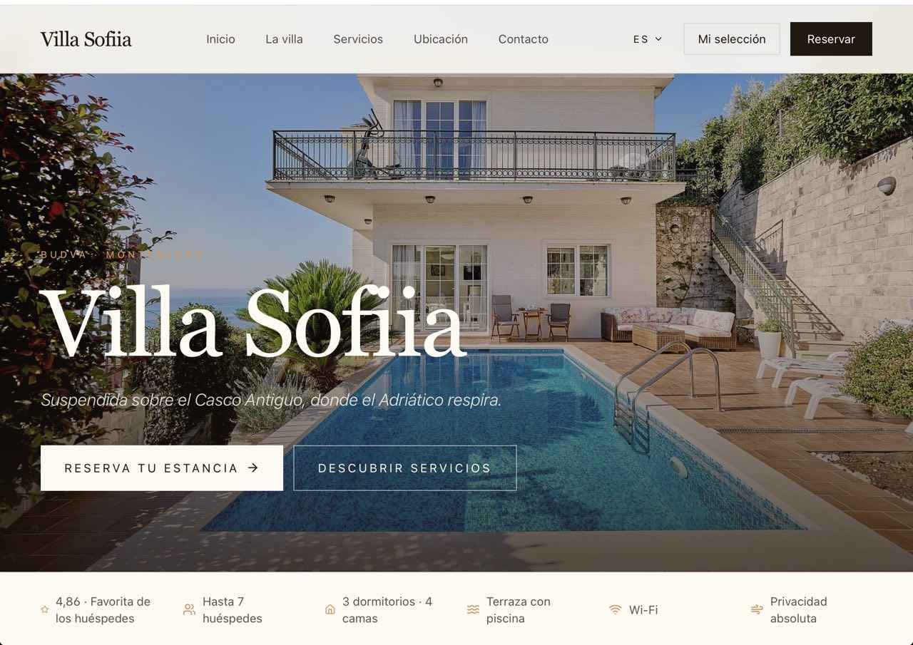 Villa Sofiia — Budva, Montenegro — website screenshot
