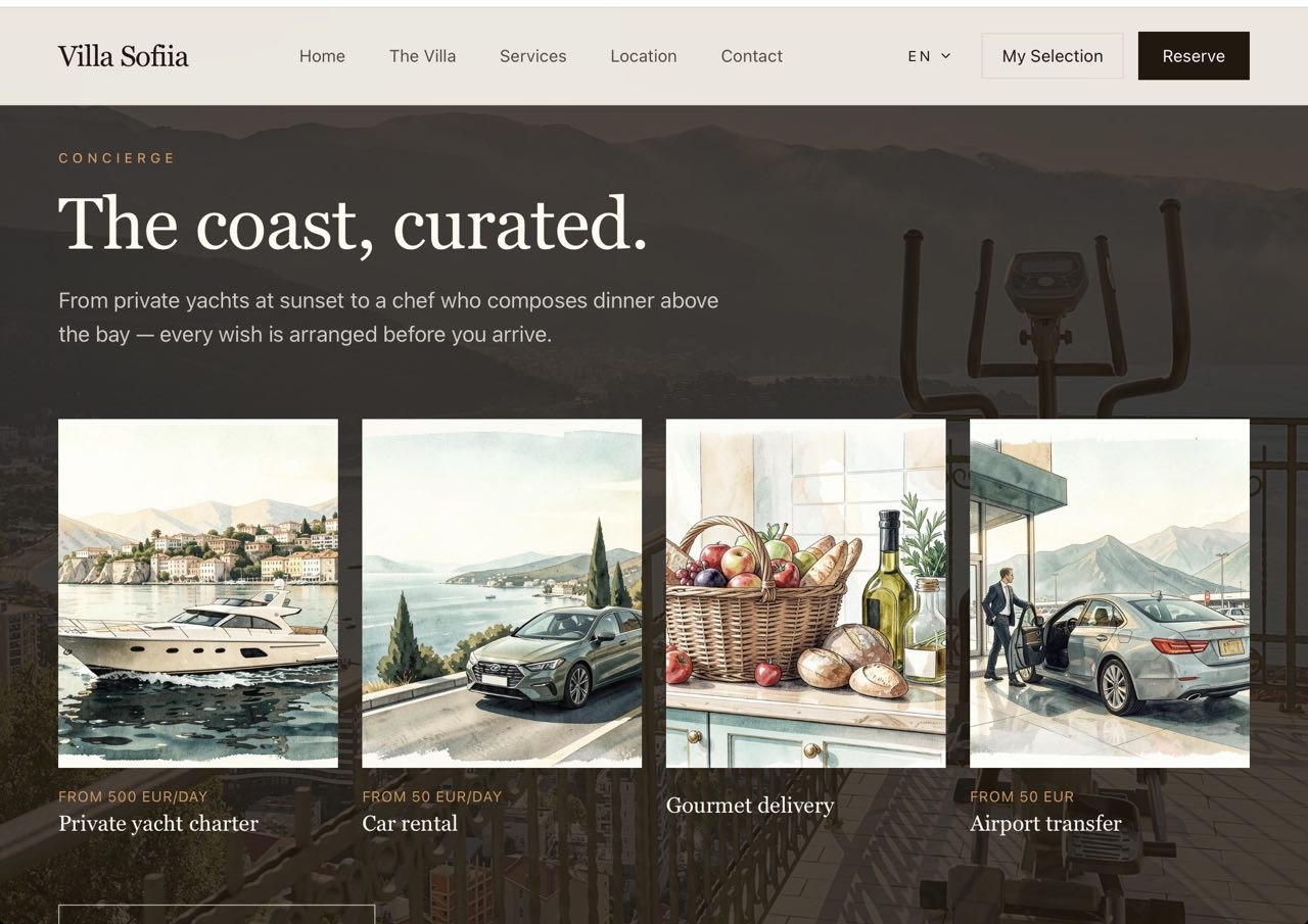 Villa Sofiia — Budva, Montenegro — website screenshot